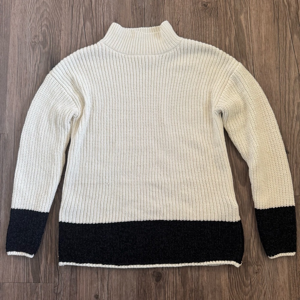 Cynthia Rowley Ribbed Mock Neck Side Zippers Sweater XS